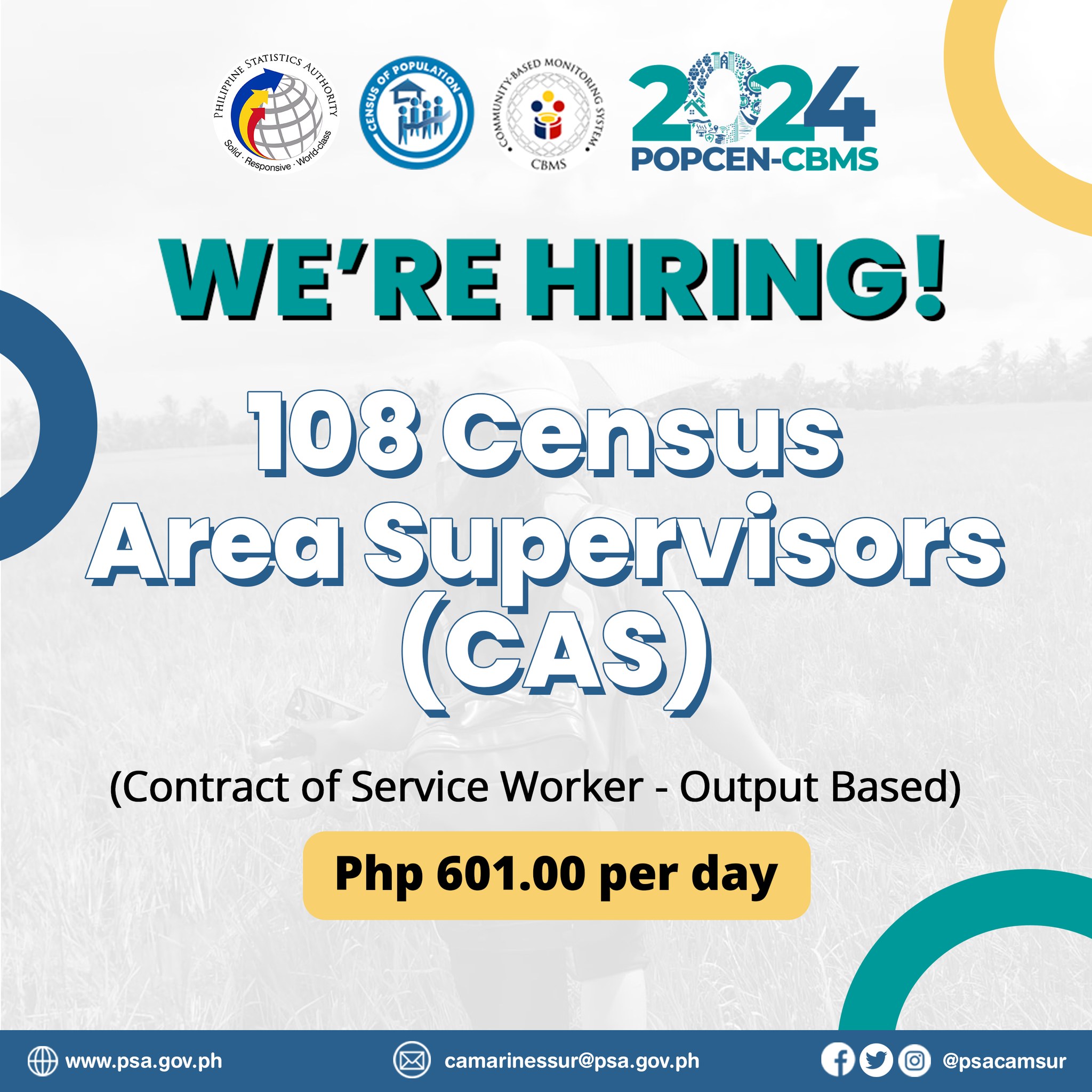 WE ARE HIRING - CENSUS AREA SUPERVISOR