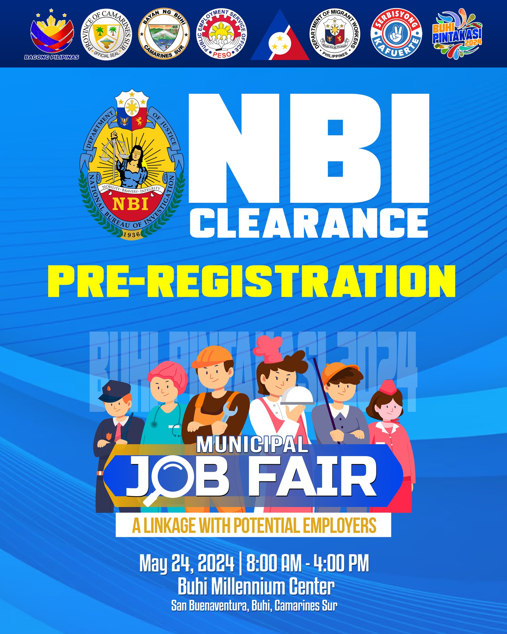 Kailangan mo ba ng NBI Clearance? Punta po kayo ngayong May 24, 2024 sa Buhi Millennium Center